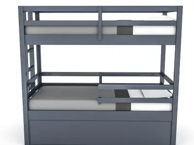 modern wooden bunk bed 02 3D Low-poly 3D model