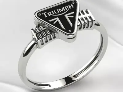 Triumph Logo Silver or Gold Ring with Enamel 3D print model