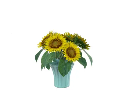 Sunflowers in a vase 3D model