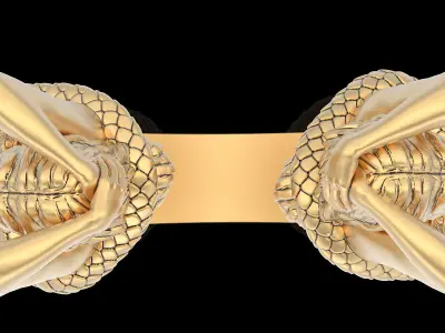 Girl snake ring gold printable jewelry 3D print model
