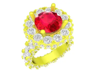 A7339 Halo Diamond Engagement Ring 3D Model 3D print model