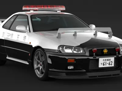 Nissan Skyline GT-R R34 Police Car 3D model