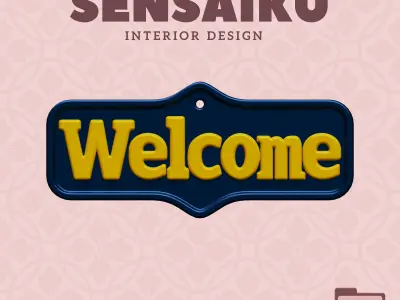 Welcome Door Sign 3D Print File for DIY Home Decor Sensaiku 3D print model