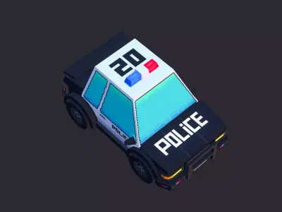Low Poly Cartoon Police Car 3D model