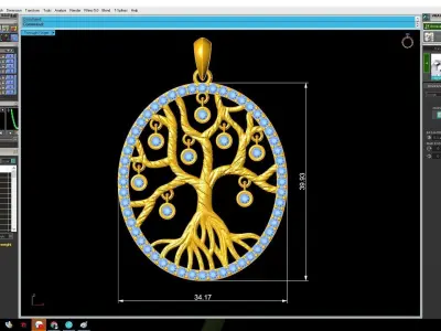 luxury oval diamond tree of life pendant 3081 3D print model
