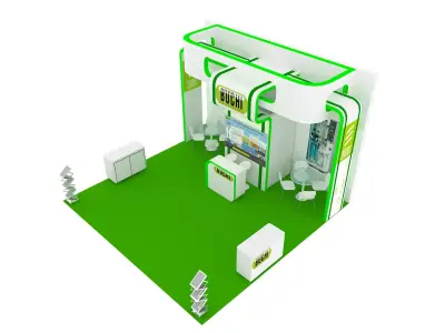 Booth Exhibition Design size 6x6 m three sides open Low-poly 3D model