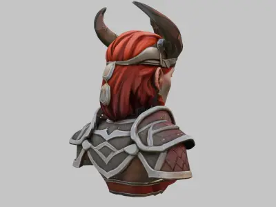 Female Warrior with Horned Helmet Low-poly 3D model