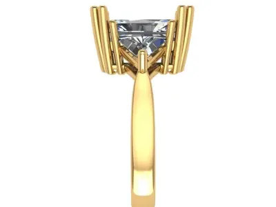 Radiant cut 3 stone diamond ring 3D print model