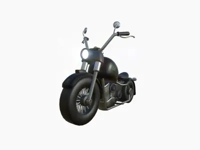 Motorcycle Cartoon A13 Full Black - Custom Vehicle Design Low-poly 3D model