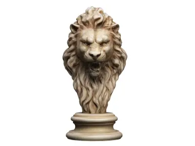 Lion Head Sculpture Animal Statue 3D model