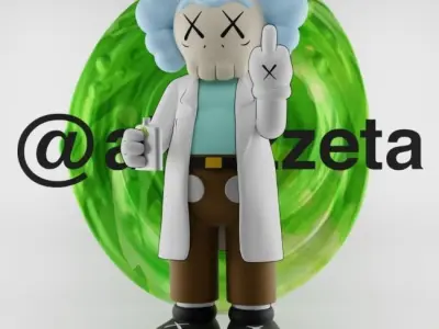 Kaws Rick Sanchez Middle Finger Textured Low-poly 3D model