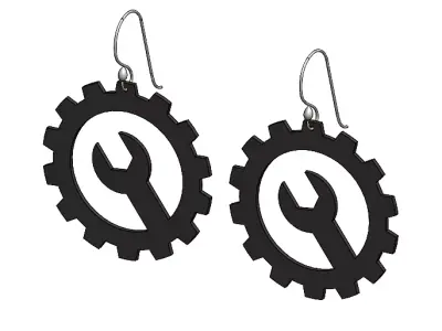 Gear  Wrench Earrings  3D print model