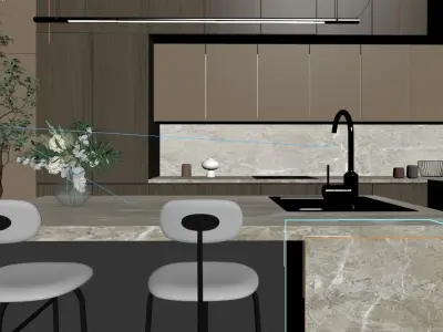 Japandi Kitchen Design 3D model