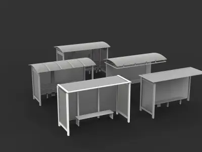 bus stop Low-poly 3D model 2