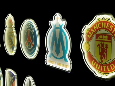 18 football - soccer club logo neon wall decorations Low-poly 3D model