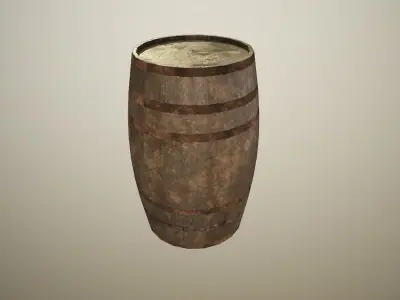PBR Wooden Barrel Low-poly 3D model