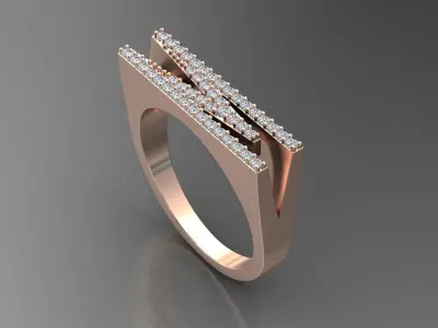 alphabet jewelry ring diamond letter M 3D print model
