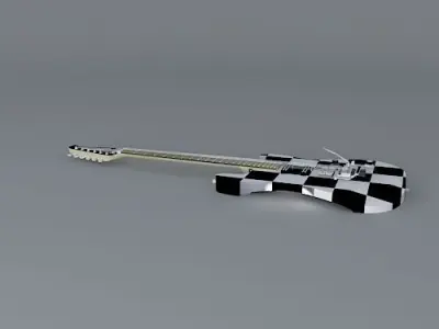 Checkered flag guitar Free 3D model