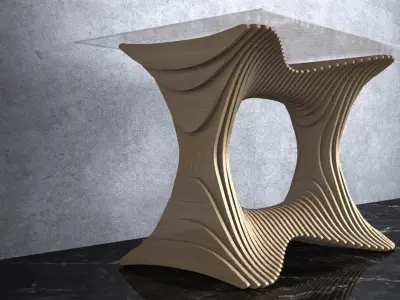 Parametric Wavy Wooden Furniture 18 -  CNC files for cutting 3D model