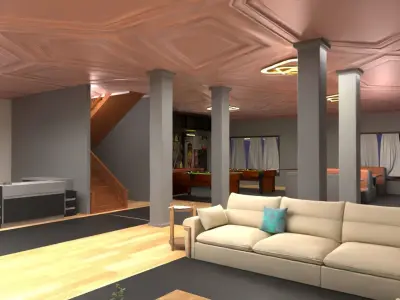 3D Model house or Villa with interior  - VR game asset Low-poly 3D model