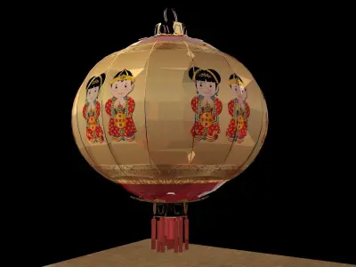 Chinese red lantern 3D model 38