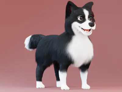 Cute 3D Dog Model - Boo - Cute 3D Dog Model with fur for blender Low-poly 3D model