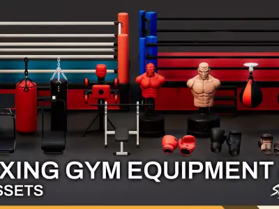 Boxing Gym Equipment Pack Low-poly 3D model