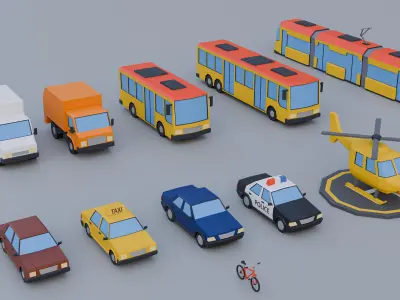 Low Poly City Asset Pack - 87 Stylized Game Ready Models Low-poly 3D model