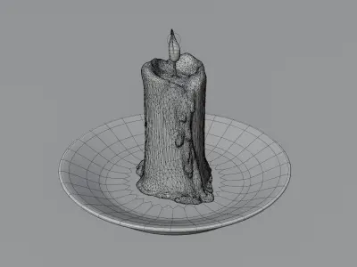 Realistic candle in bowl 3D model