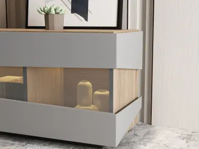 interior modern tv stand with glass doors 3D model