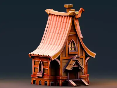 Stylized Halloween Props - Haunted House Low-poly 3D model