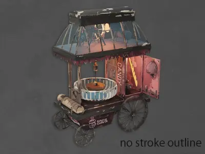 Street Cart Food Bakery Stylized Low-poly 3D model