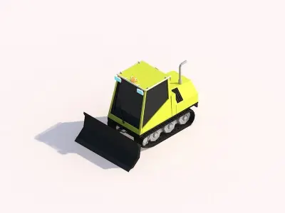 Cartoon Low Poly Toy Snowcat Illustration Free low-poly 3D model