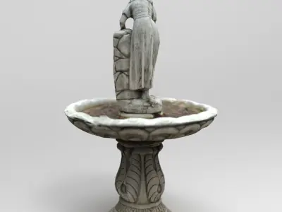 Rustic Lady Water Fountain Sculpture Low-poly 3D model