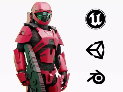 CYBORG SOLDIER Rigged for Unreal Engine - Unity - MIXAMO  3D model