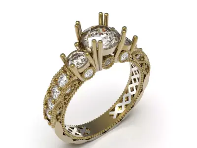 Bridal solitaire wedding STL 3DM 3D 3DS ring model sr0104 3D print model