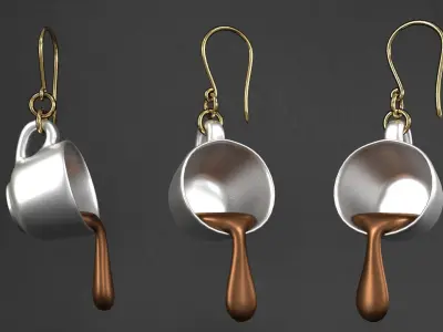 earrings spoon dripping 3D model