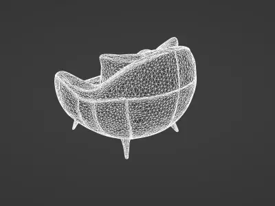 Contemporary Luxury Armchair with Velvet and Leather Finish 3D model