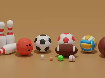 Sport Balls Collection Low-poly 3D model