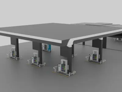 Gas Station Low-poly 3D model get
