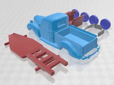 1938 Vairogs Pickup Truck - Separate Parts Model 3D print model