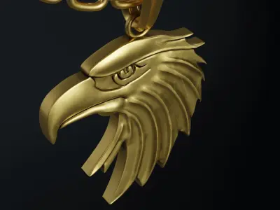 Eagle Stylized Pendant Coin Amulet Necklace 3D print model
