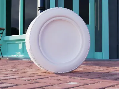 Lowpoly flat sport car wheels Low-poly 3D model