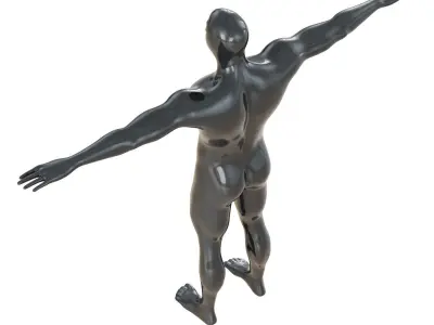 Athletic black mannequin T-pose 167 3D model