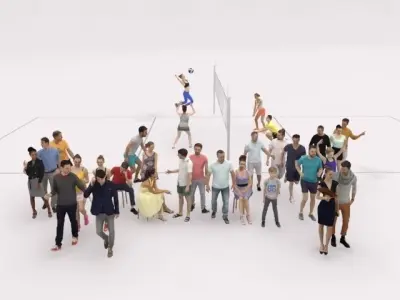 30x PEOPLE  SPORT SUMMER CASUAL PEOPLE CROWD Low-poly 3D model
