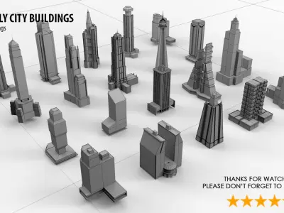 Low Poly City Buildings Low-poly 3D model