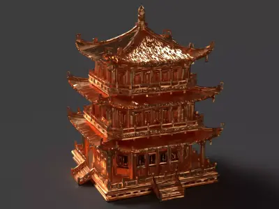 Chinese ancient house Low-poly 3D model get