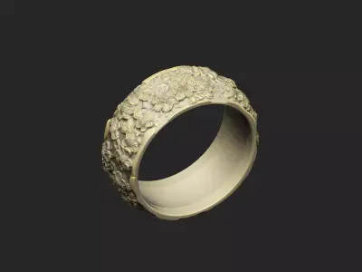 Sakura branches ring design petal luxury royal organic 3D print model
