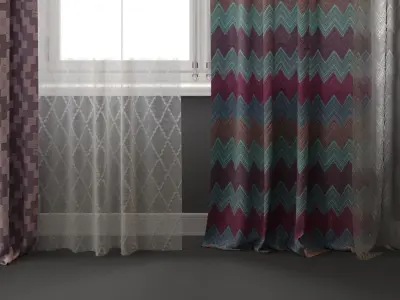 Curtain Set 3 curtains 3D model