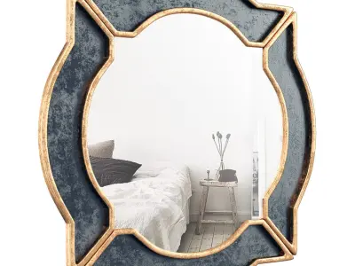 Black-Gold Resin Wall Mirror WRLO8479 3D model